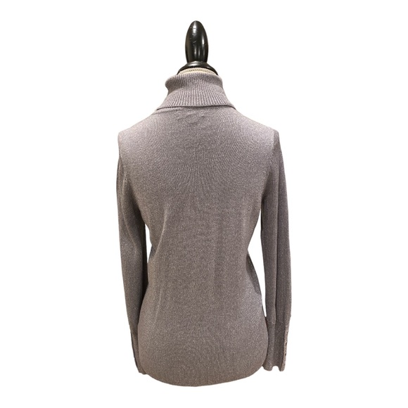 Joseph A Sparkly Silver Gray Turtle Neck Long Sleeve Knit Top Women’s Size MP - Picture 2 of 9